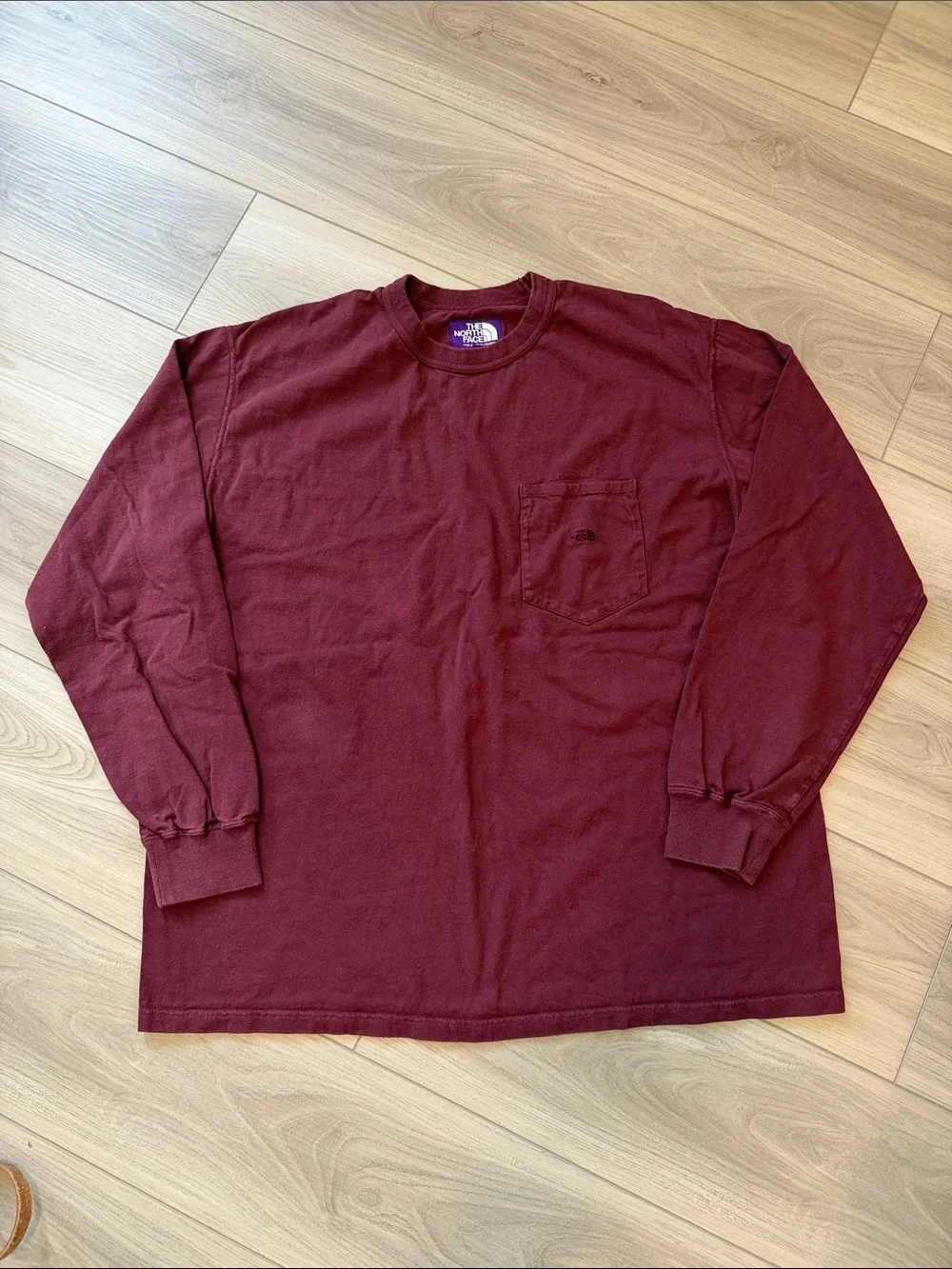 Purple label The North Face Men's Long Sleeve Pocket Tee - Burgundy Red